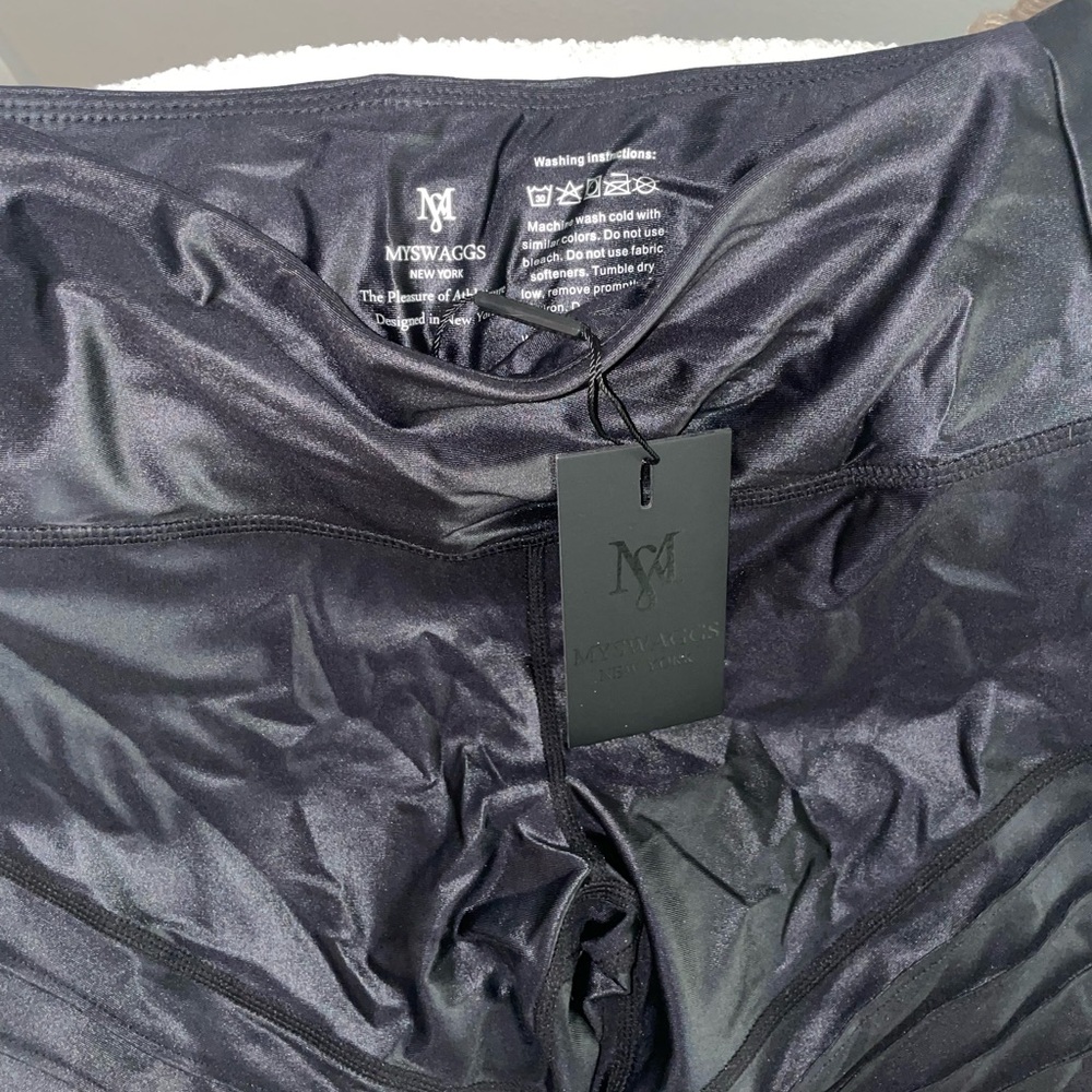 MySwaggs NYC Black Shiny Moto Leggings - Picture 3 of 7